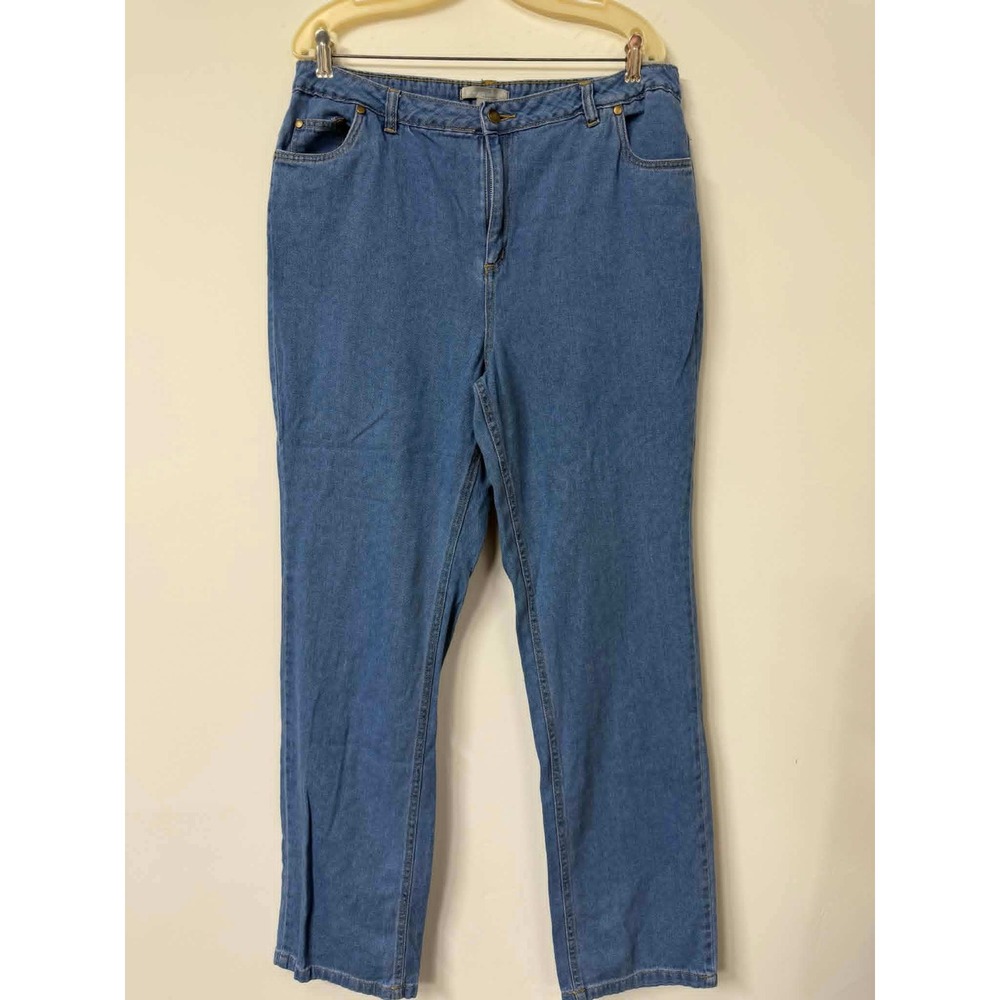 Woman Within Womens 14W Tall Blue Jeans‎ Straight Leg High Rise Cotton 49-2015-3